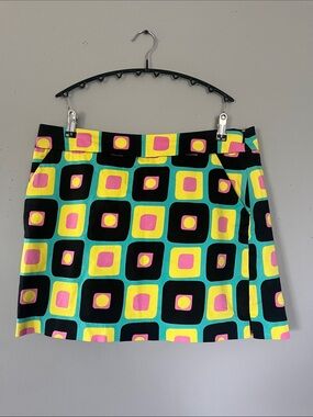 Loudmouth Geometric Mini Skort in Black, Yellow, Teal & Pink 10